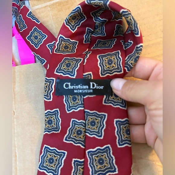 Christian Dior Vintage Silk Geometric Tie - Picture 2 of 5